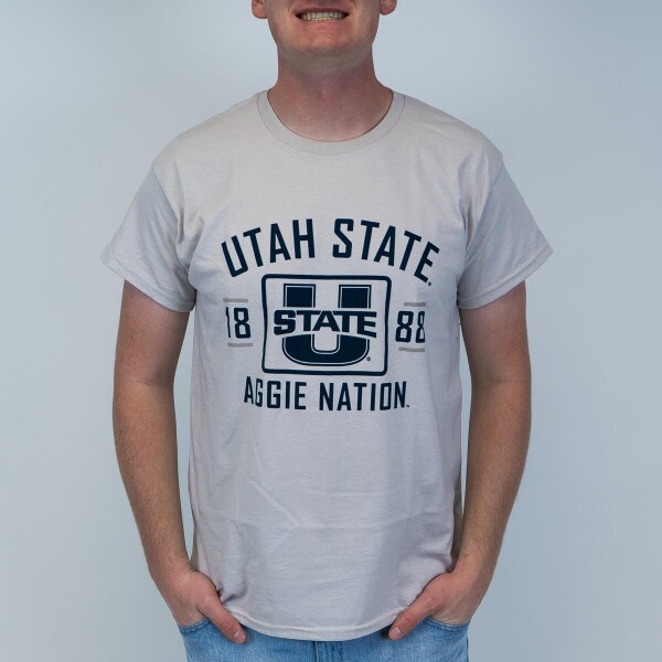 Grey, Aggie Nation, U-State, 1888, Short-Sleeve, T-Shirt